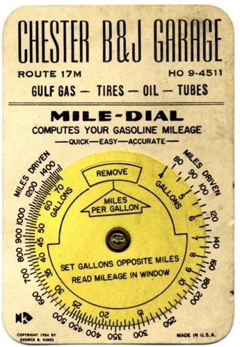 B&J Garage Mile-dial calculator. 1954. chs-008784